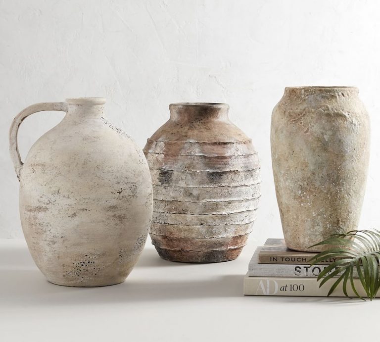 Three worn vases from Pottery Barn that look like Antique Pottery